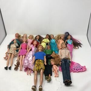 Barbies, Accessories & Wheeled Carrier